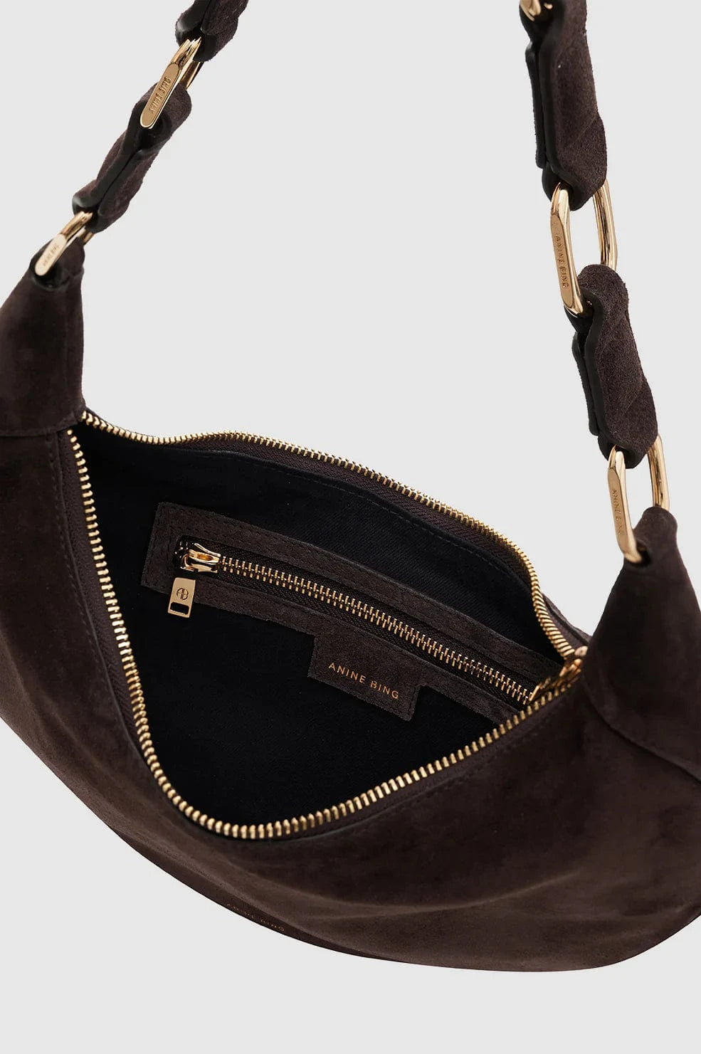 Anine Bing Bags Kate Hobo Bag - Bark Brown Suede