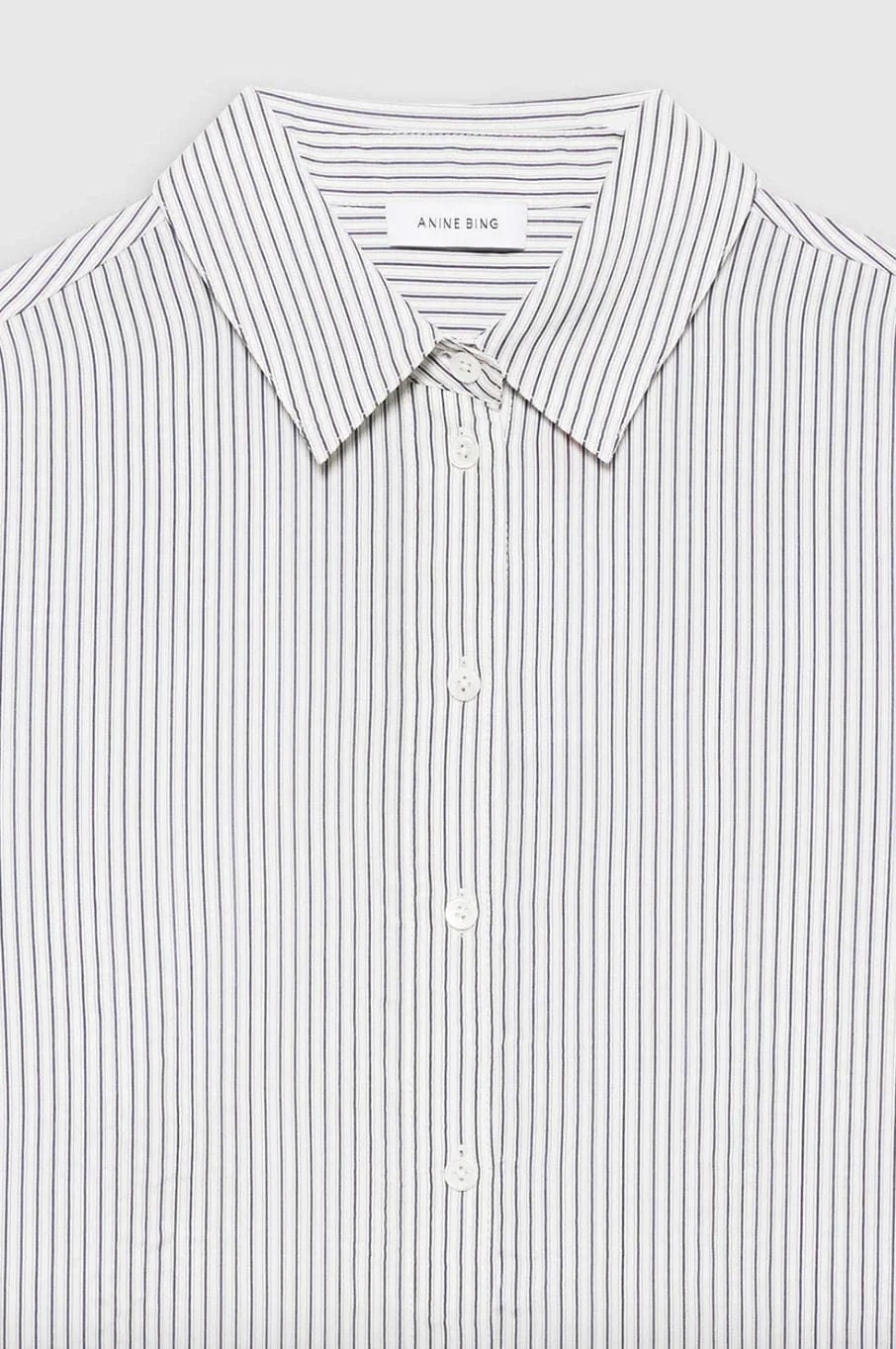 Anine Bing Shirts - Tailored Essie Shirt - White/ Navy Stripe *Pre-order*