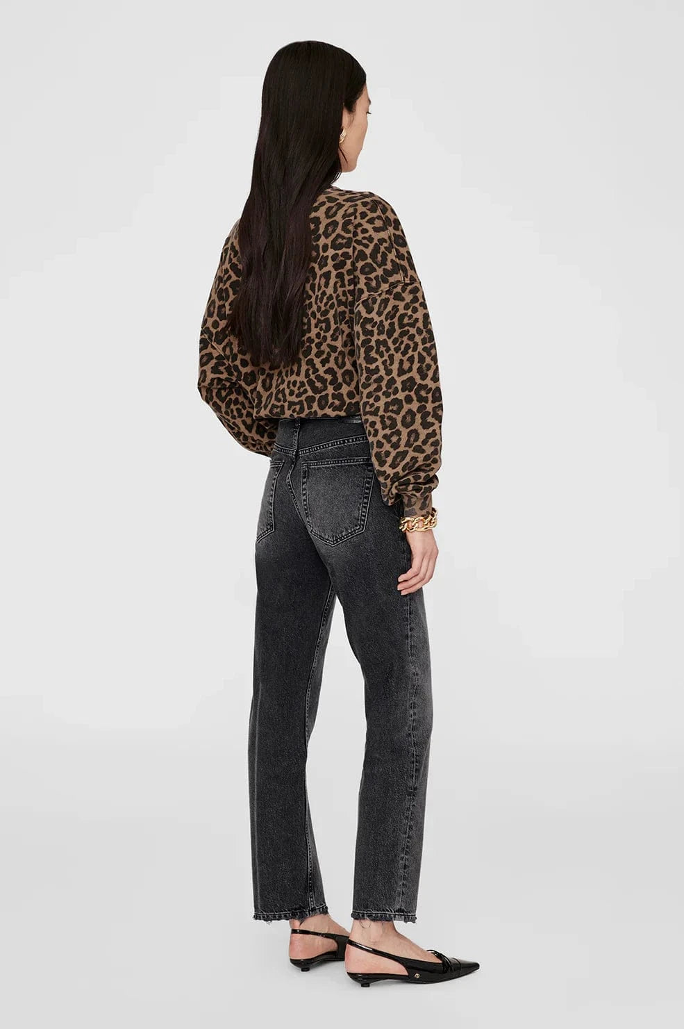 Anine Bing Sweaters Anine Bing | Miles Sweatshirt - Black and Brown Leopard *Pre-order*