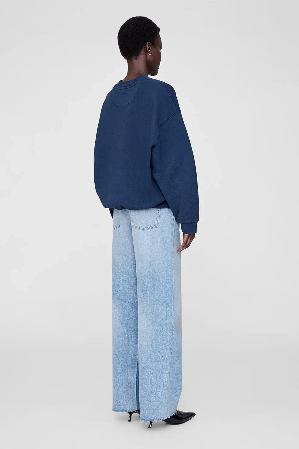 Anine Bing Sweaters Jaci Sweatshirt Paris - Washed Navy *Pre-order*