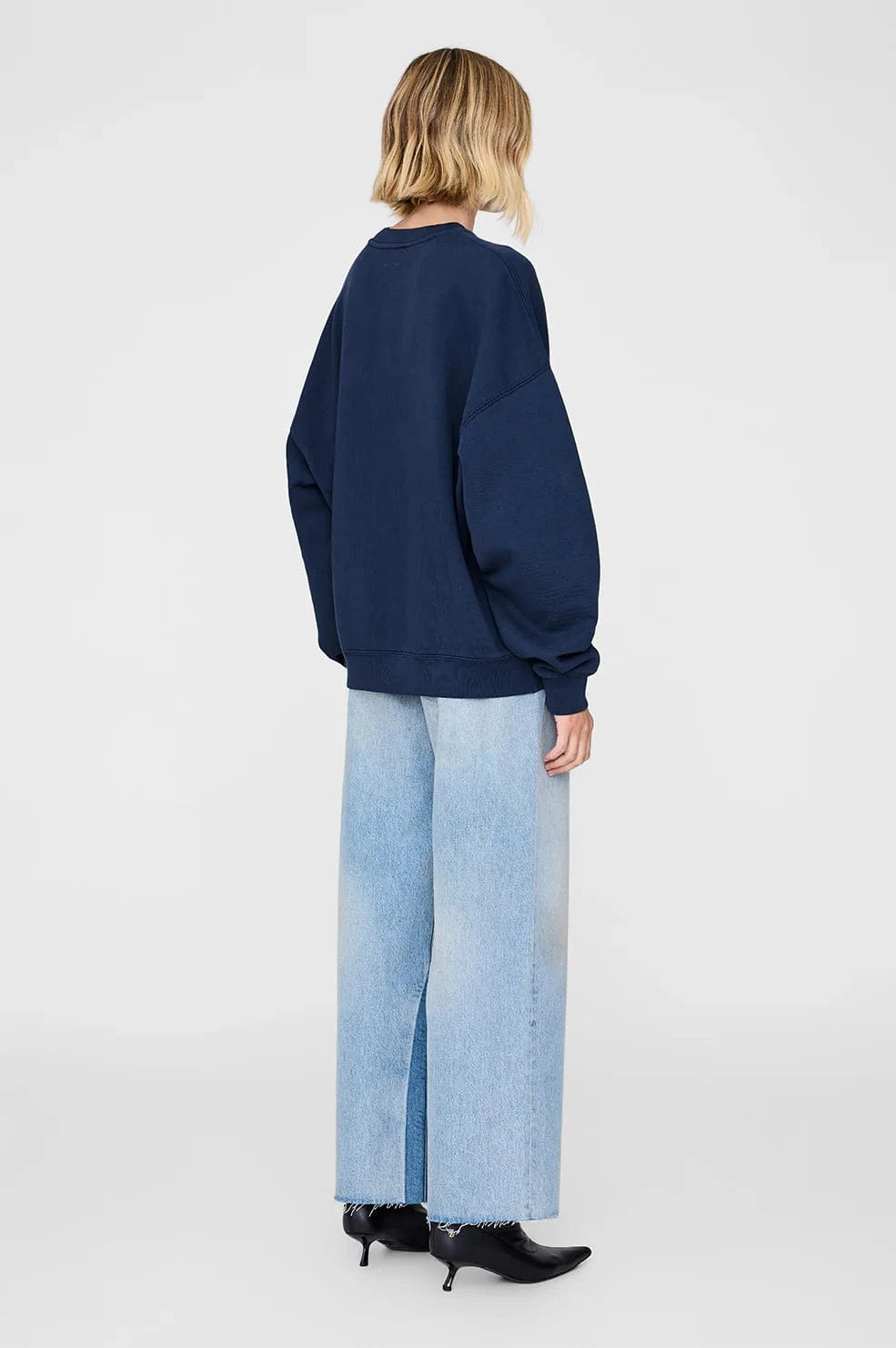 Anine Bing Sweaters Miles Oversized Sweatshirt Letterman - Washed Navy *Pre-order*