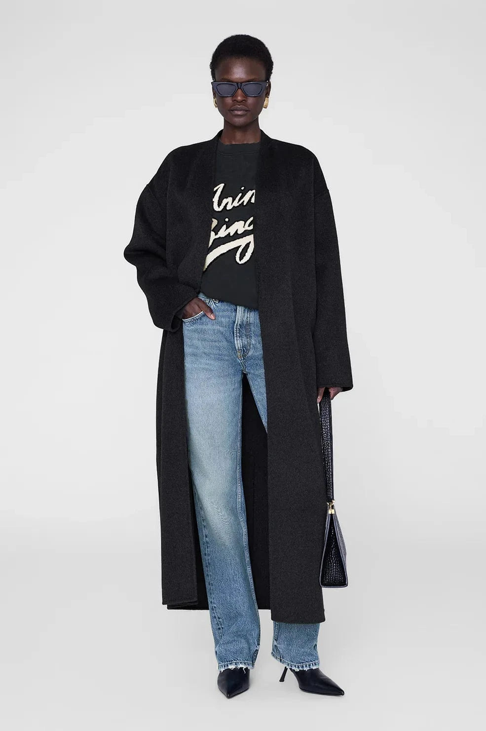 Anine Bing Sweaters Miles Sweatshirt Chenille Signature - Black