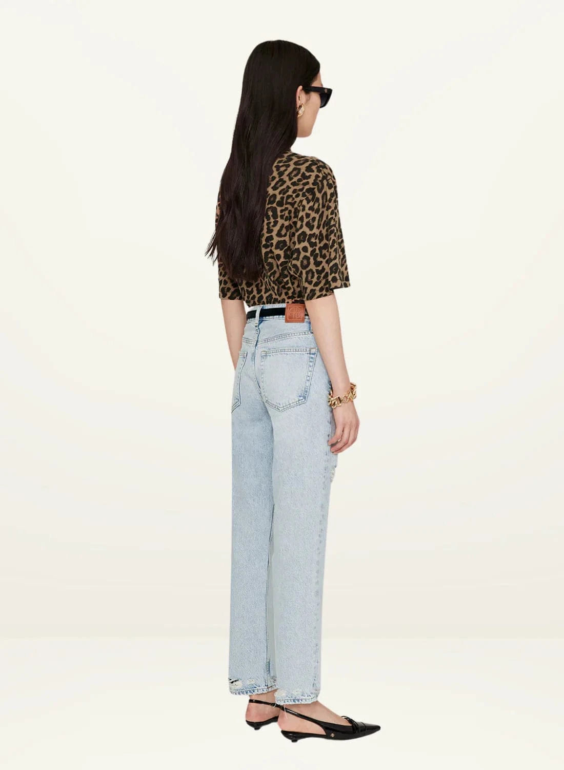 Anine Bing Tees Anine Bing | Avi Tee - Black & Brown Leopard *Pre-order*
