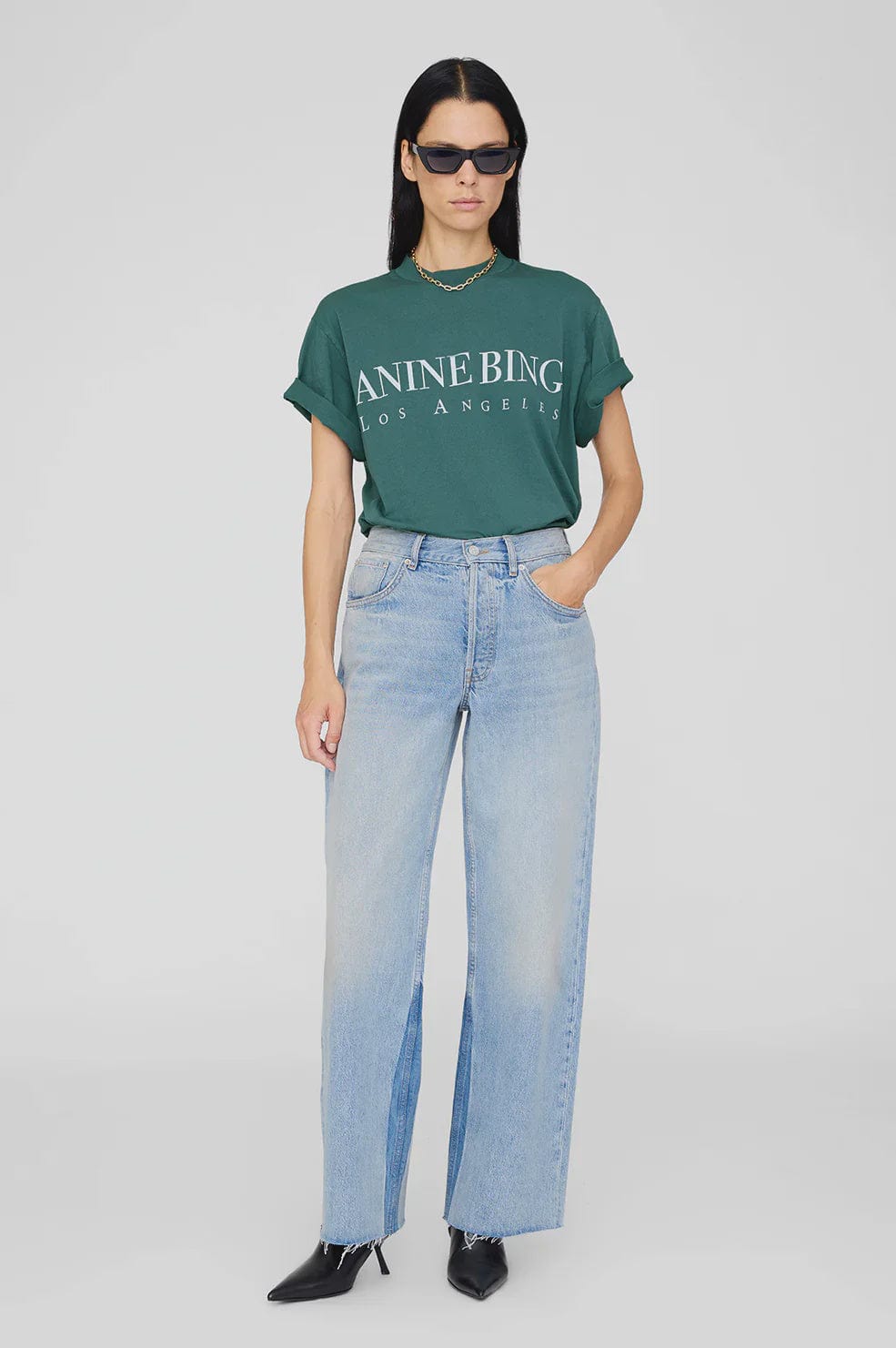 Anine Bing Tees Ashton Tee Los Angeles - Dark Teal