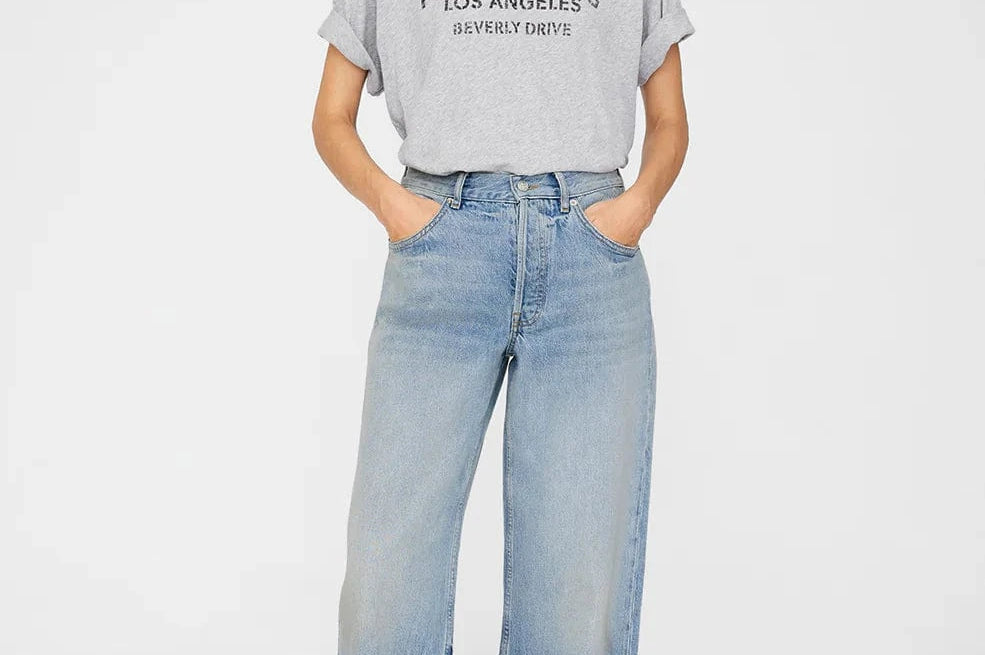 Anine Bing Tees Cohen Tee Los Angeles Stencil -  Medium Heather Grey