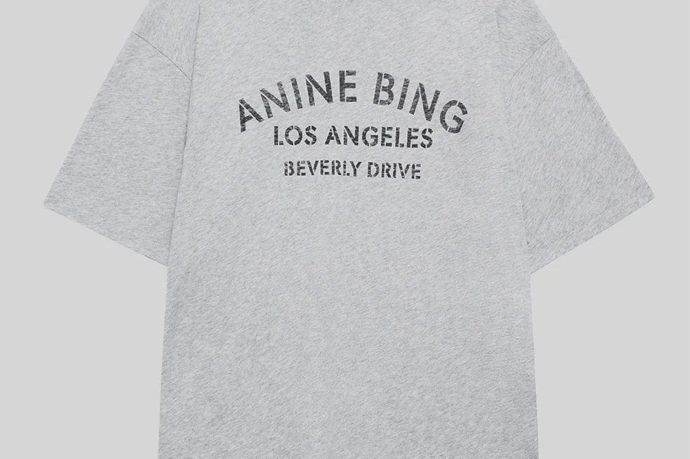 Anine Bing Tees Cohen Tee Los Angeles Stencil -  Medium Heather Grey