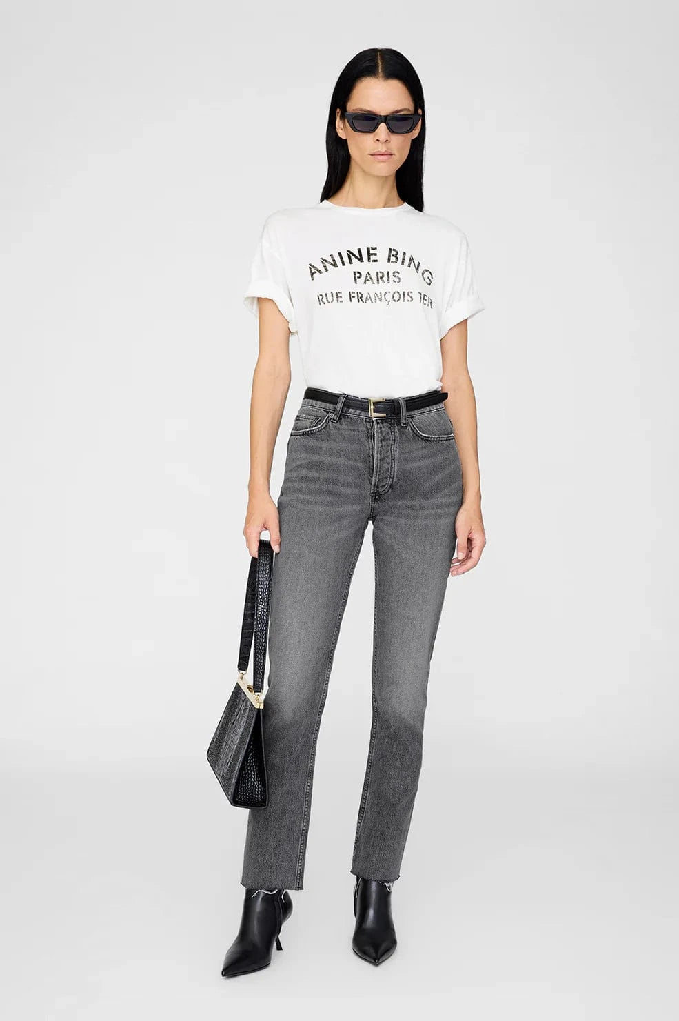Anine Bing Tees Cohen Tee Paris Stencil - Ivory
