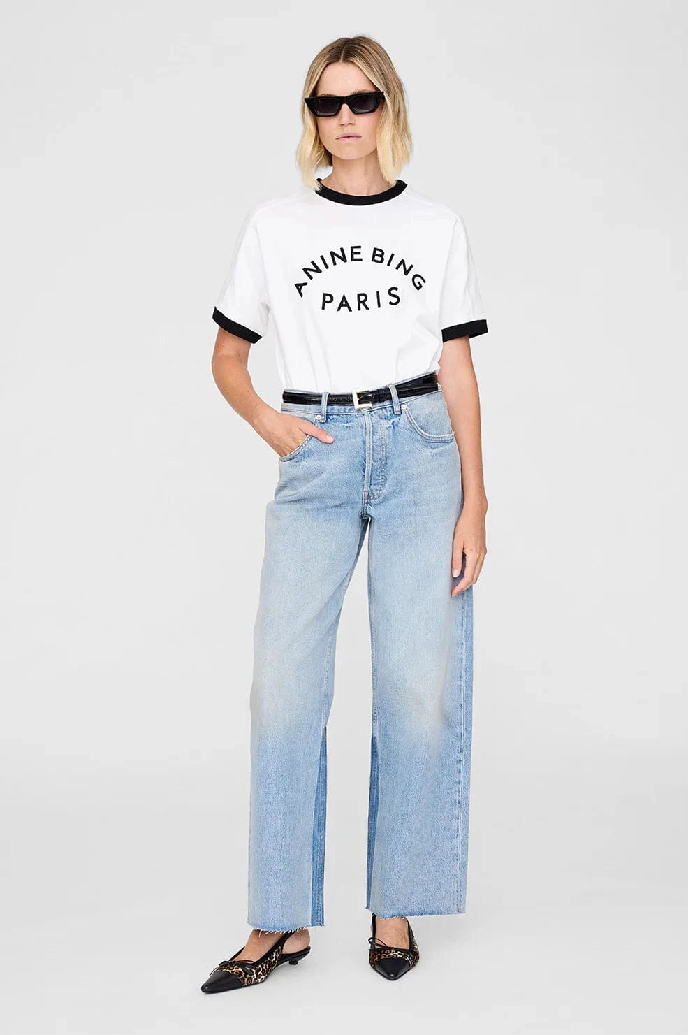 Anine Bing Tees Jaylin Tee Paris - Ivory *Pre-order*