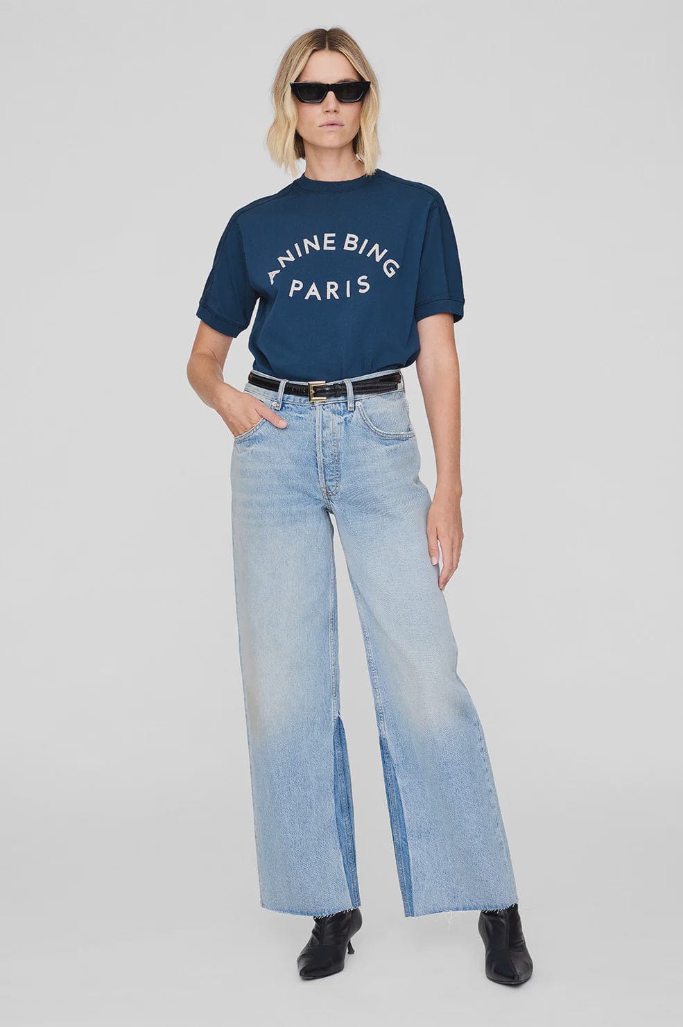 Anine Bing Tees Jaylin Tee Paris - Washed Navy *Pre-order*