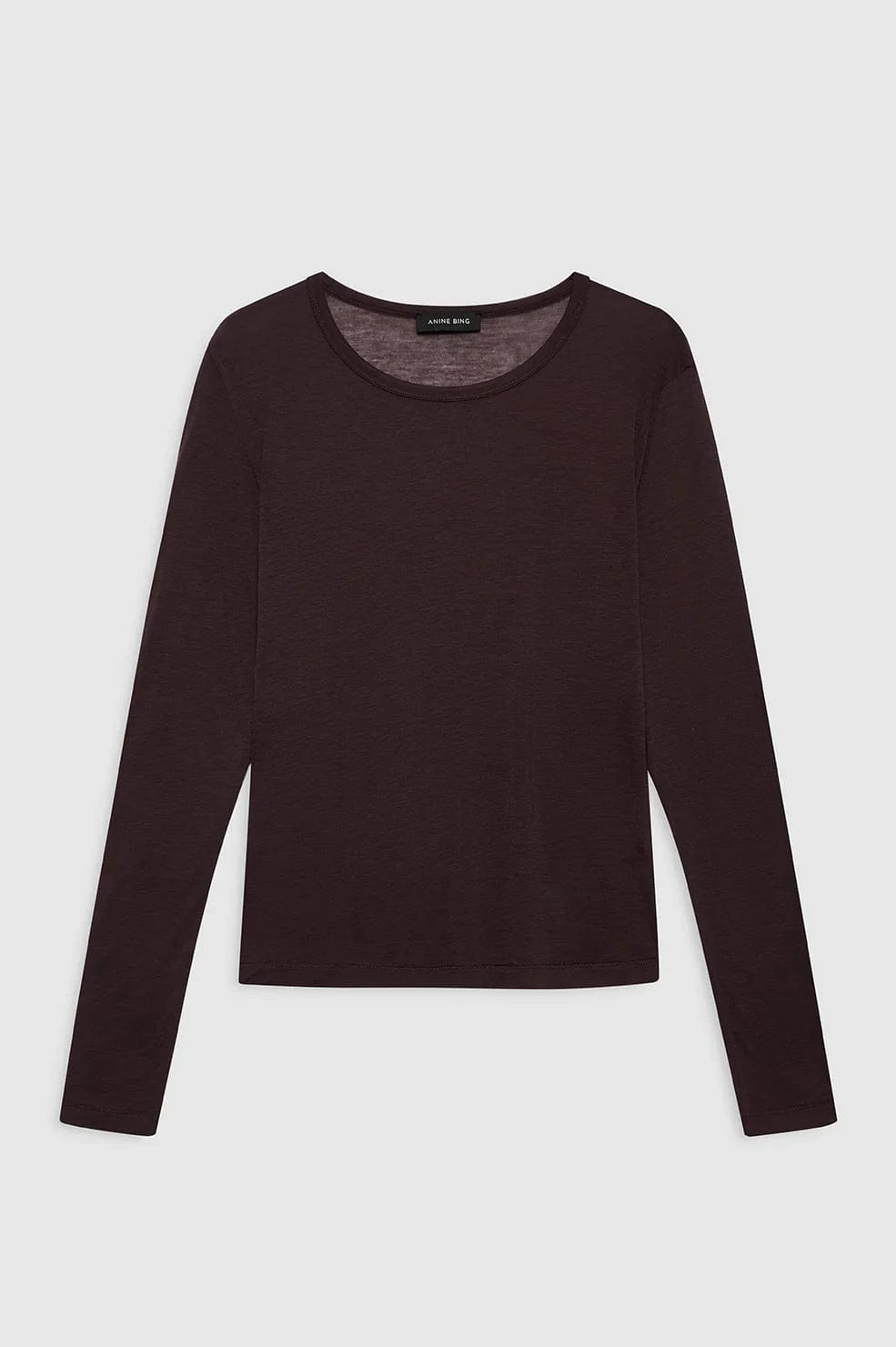 Anine Bing Tops - Long Sleeve Sylvie Long Sleeve Tee - Dark Brown *Pre-order*