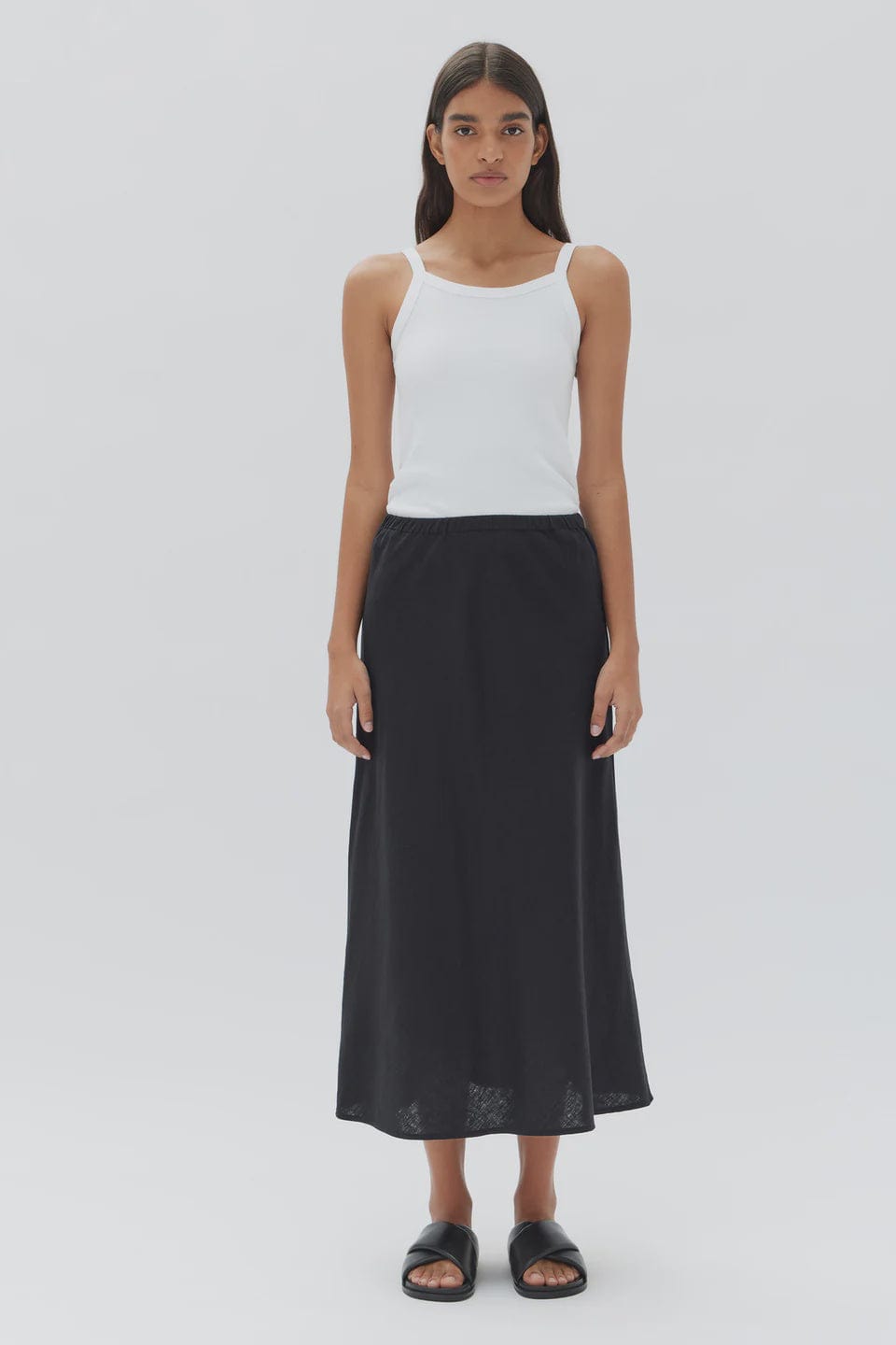 Assembly Label Skirts Assembly Label | Stella Linen Bias Skirt - Black