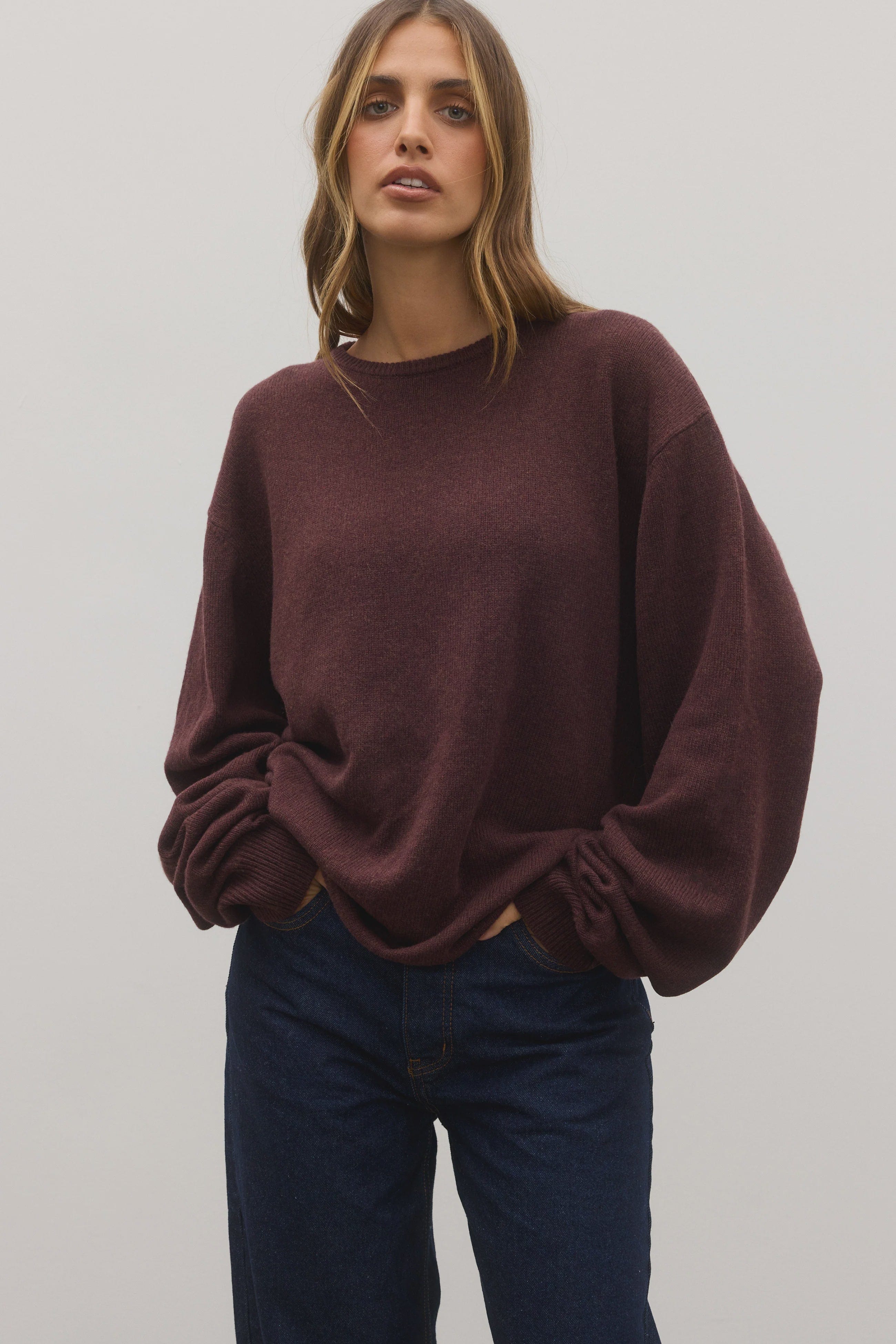 Bayse Brand Knits Cora Crew Neck - Plum