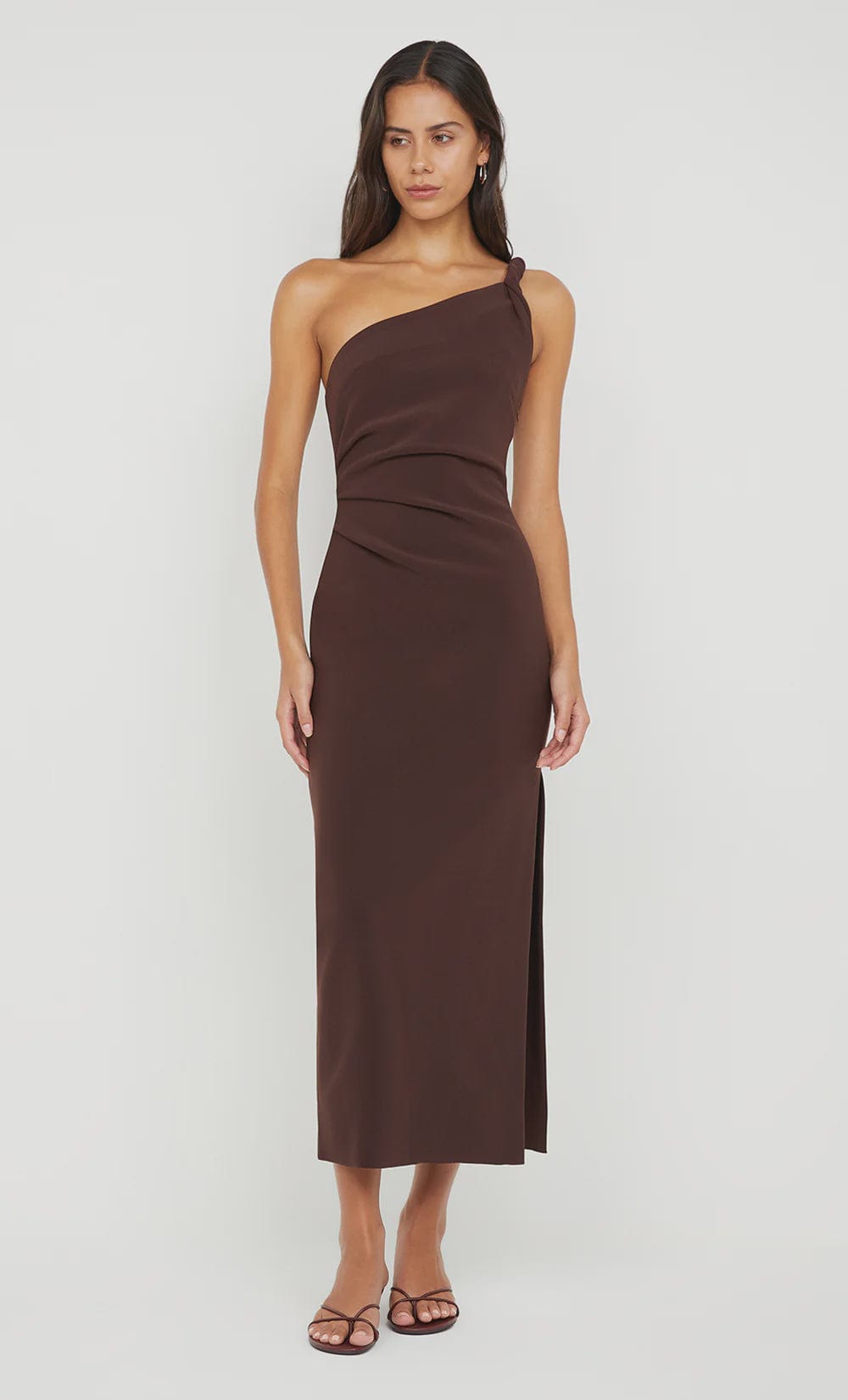 Bec + Bridge Dresses - Formal Bec + Bridge | Ariven Asym Midi Dress - Dark Chocolate