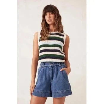 Ceres Life Shorts - Denim Ceres Life | Billie Pleat Front Shorts - Washed Indigo