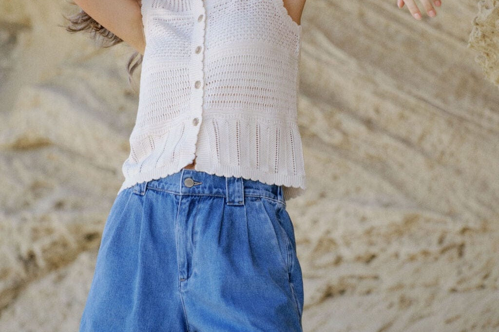 Ceres Life Shorts - Denim Ceres Life | Billie Pleat Front Shorts - Washed Indigo