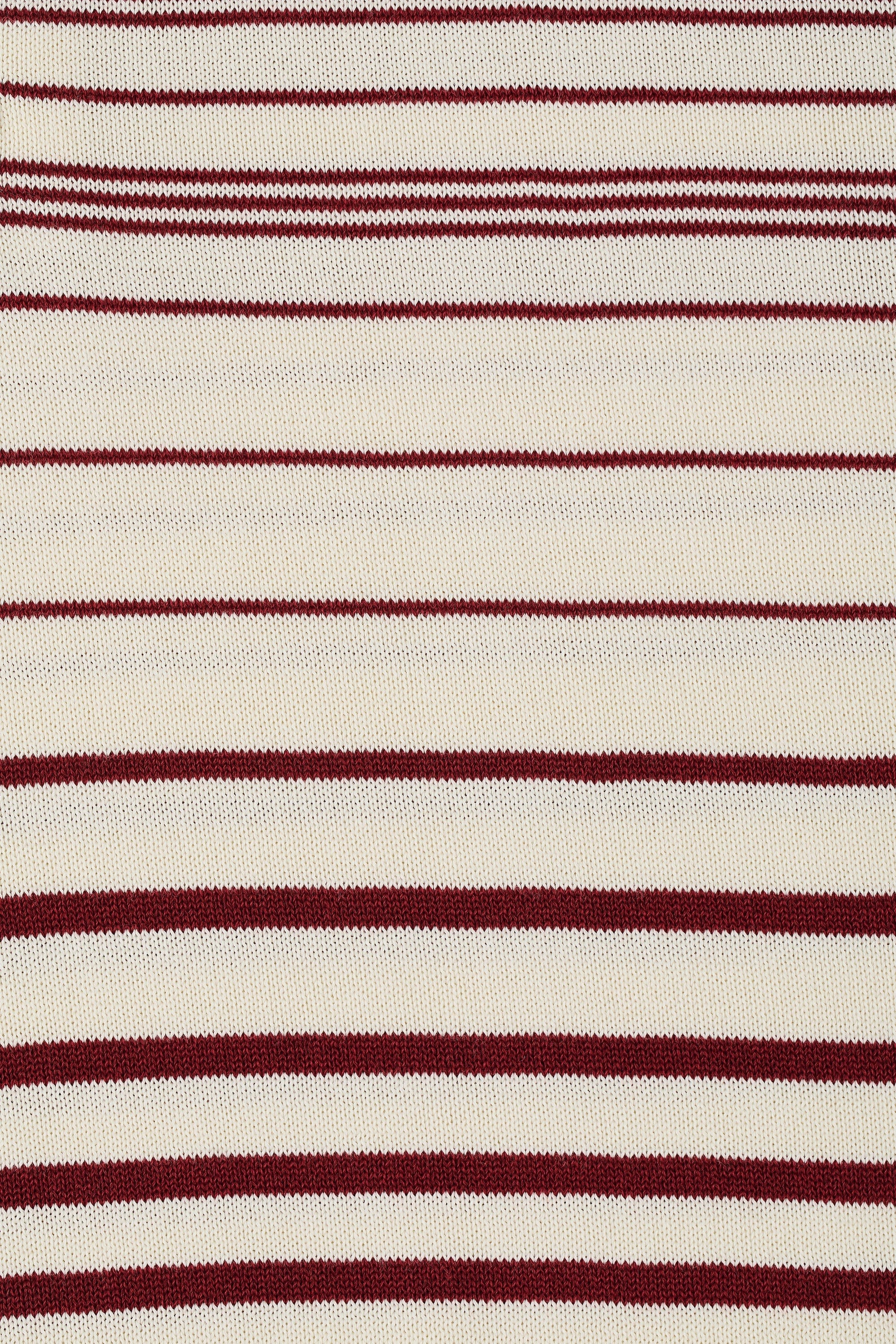Faithfull The Brand Tops - Long Sleeve Harlow Oversized Polo - Scandi Stripe Red/Cream
