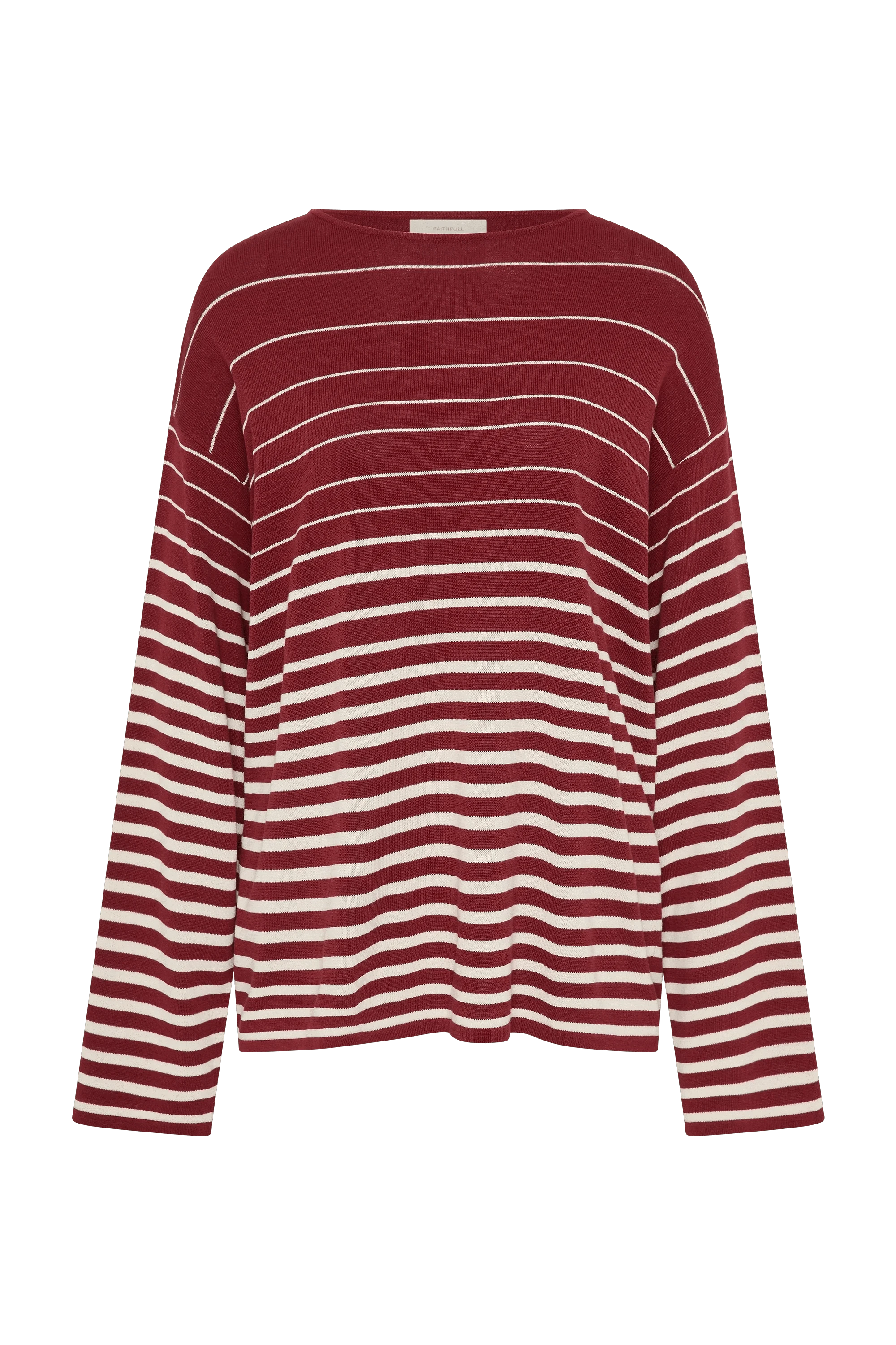 Faithfull The Brand Tops - Long Sleeve Lyana Top - Scandi Stripe Red/Cream
