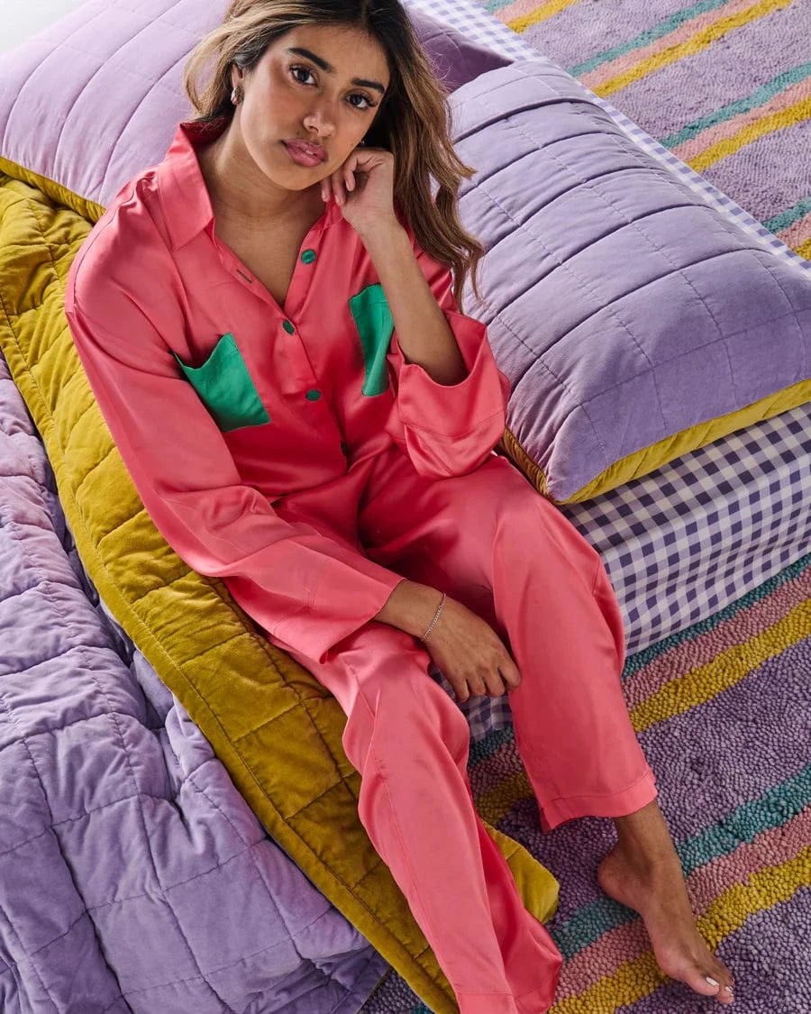 Kip & Co Sleepwear Kip & Co | Eco Satin Long Sleeve PJ Set - Cantaloupe
