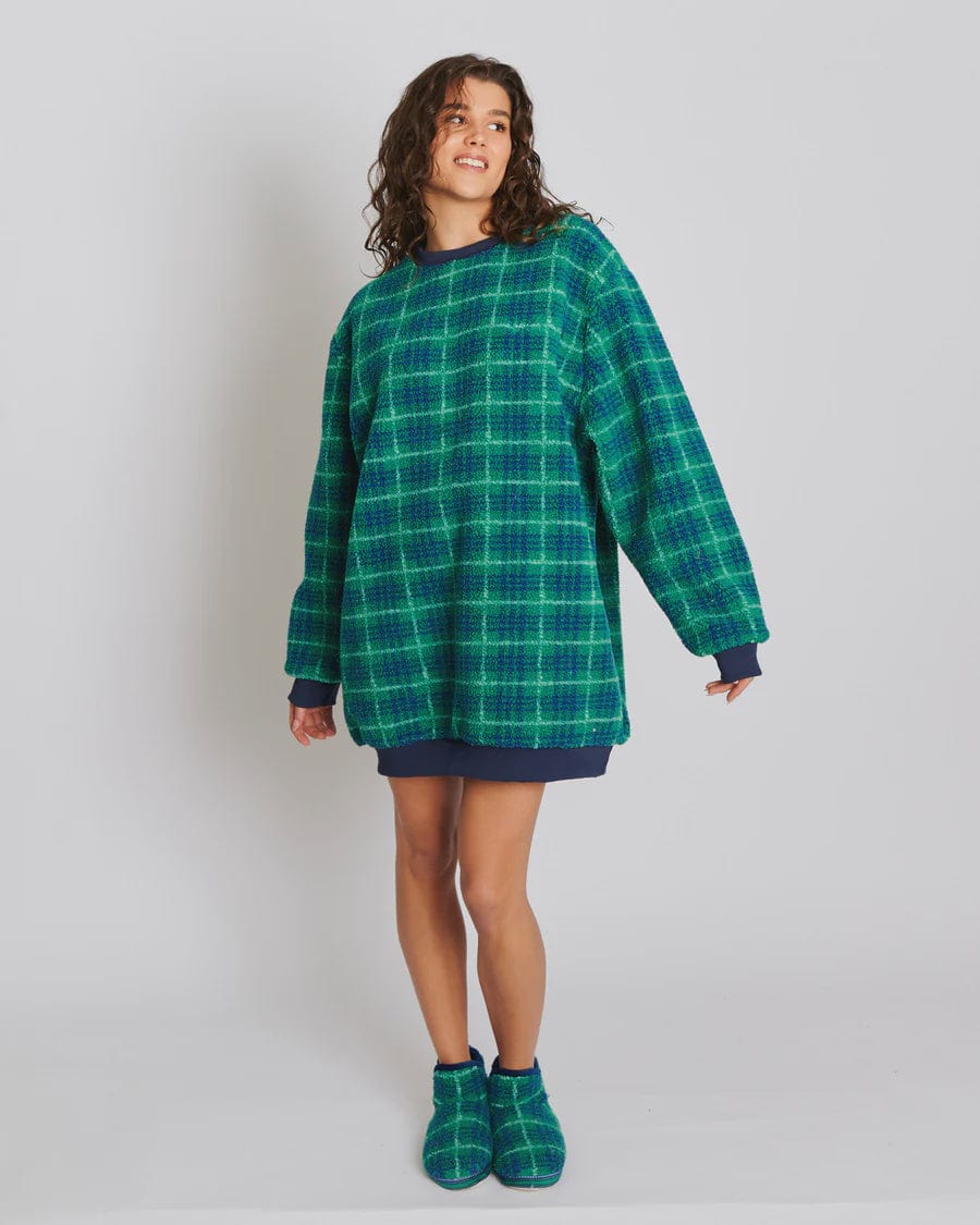 Kip & Co Sleepwear Kip & Co | Sherpa Oversized Bedtime Sweater - Wilderness Tartan