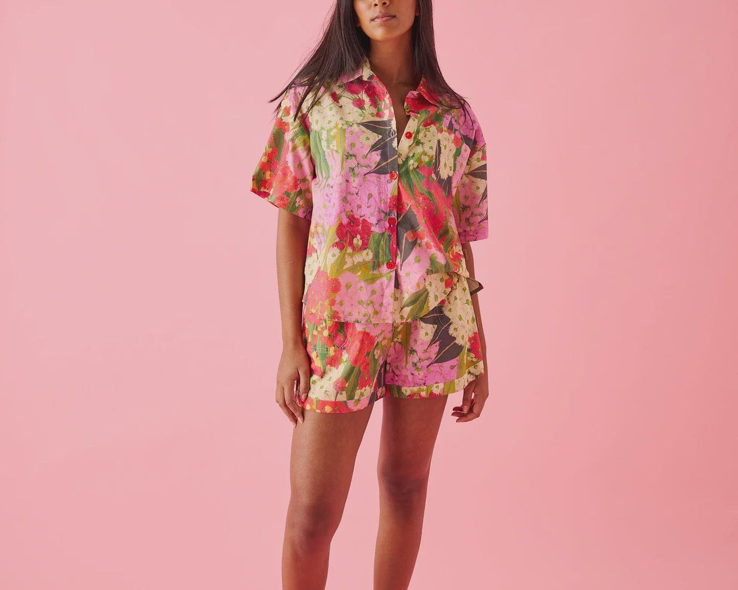 Kip & Co Sleepwear Organic Cotton Adult Short Sleeve PJ Set -  Australian Bush Blossom