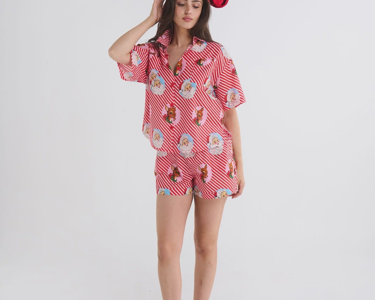 Kip & Co Sleepwear Organic Cotton Adult Short Sleeve PJ Set - I Love Christmas Spot