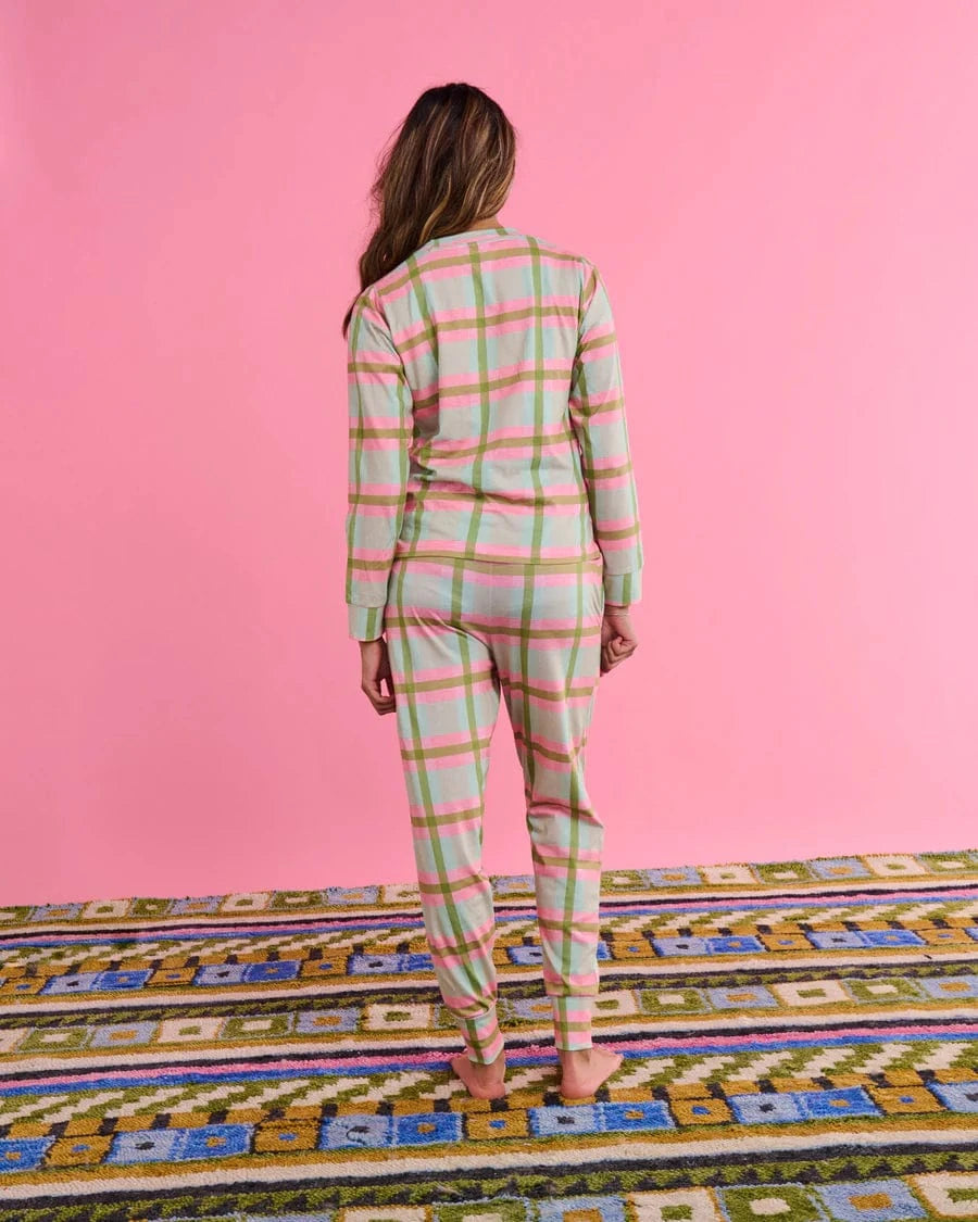 Kip & Co Sleepwear Organic Cotton Long Sleeve PJ Set - Pistachio Tartan