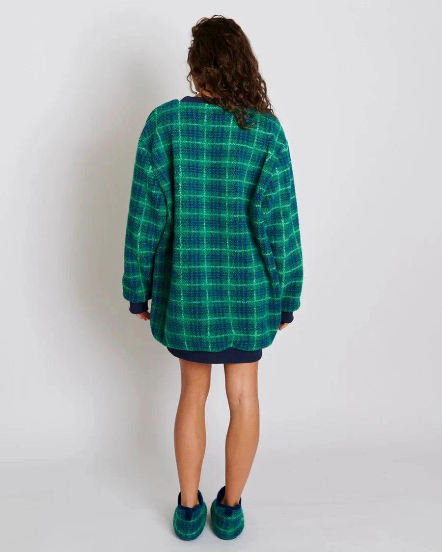 Kip & Co Sleepwear Sherpa Oversized Bedtime Sweater - Wilderness Tartan