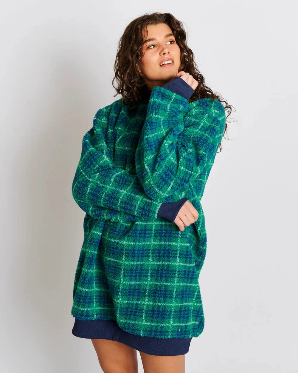 Kip & Co Sleepwear Sherpa Oversized Bedtime Sweater - Wilderness Tartan