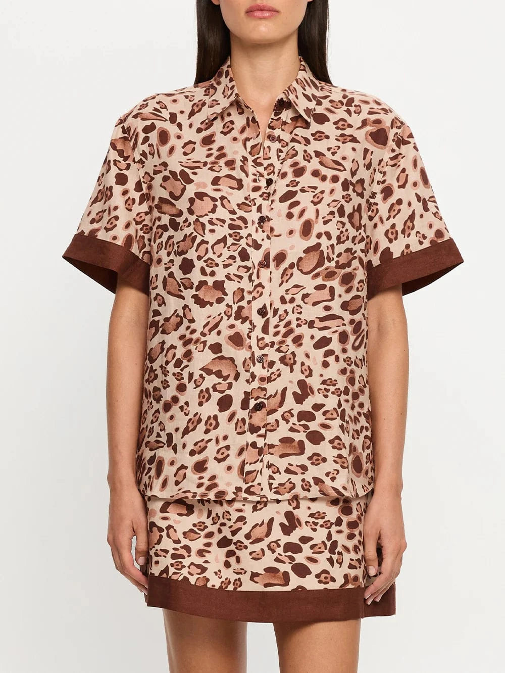 Kivari Shirts - Linen Paris Shirt - Leopard Brown