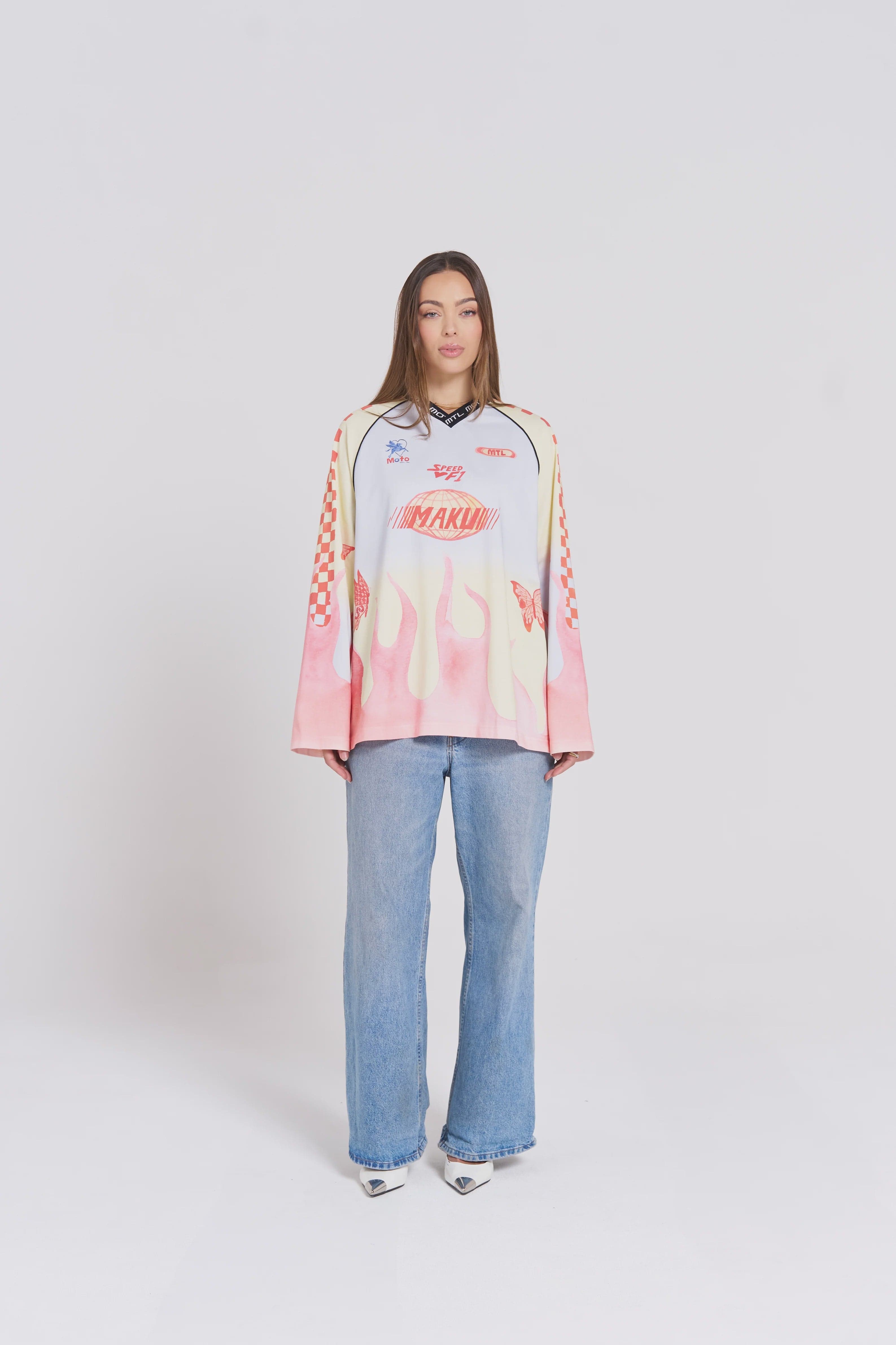 Maku Tops - Long Sleeve Maku | MTL Moto Long Sleeve - Fiery Pink
