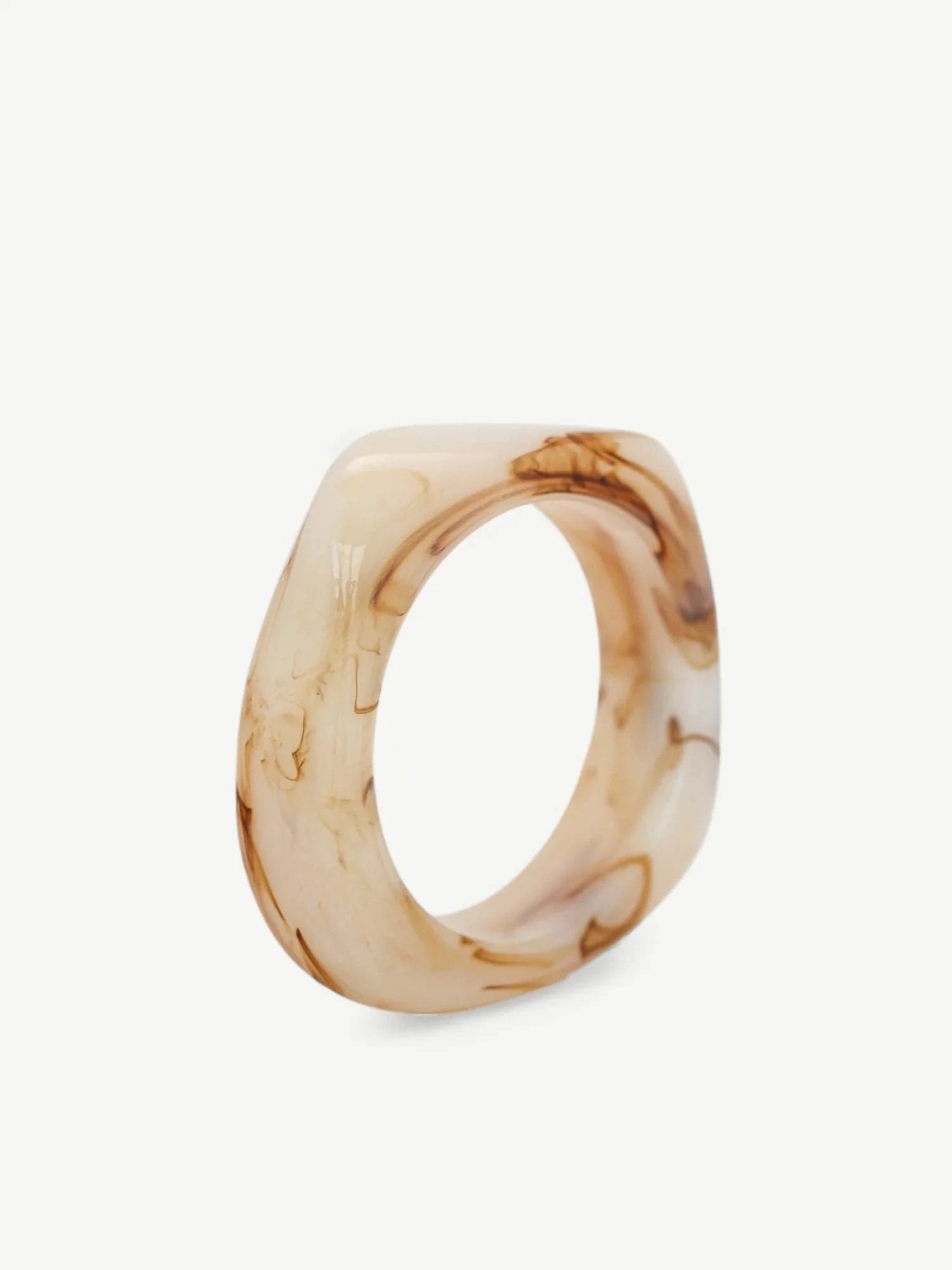 Miss Cecilia Bracelets Beige Sculpted Square Bangle