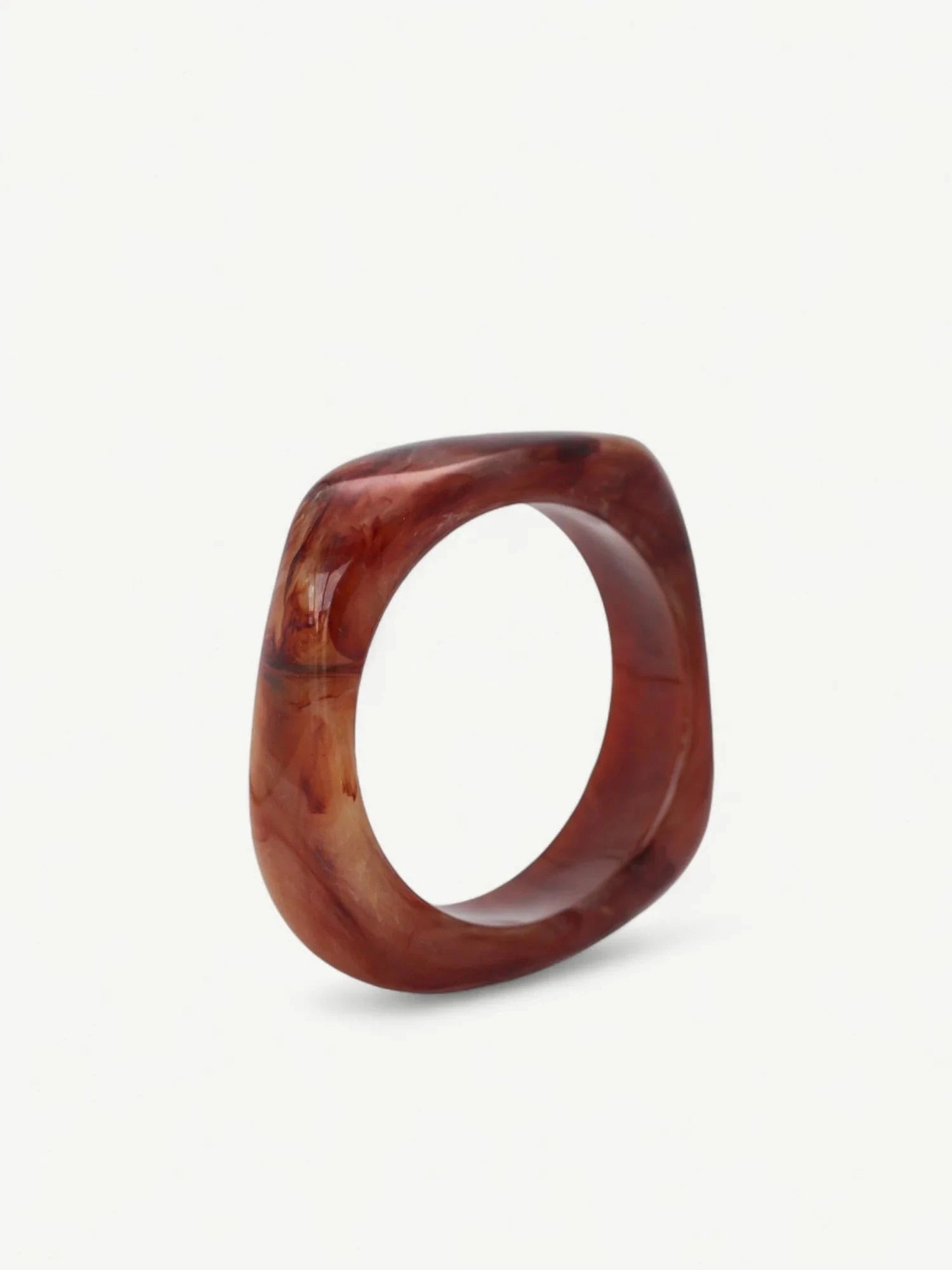 Miss Cecilia Bracelets Brown Sculpted Square Bangle