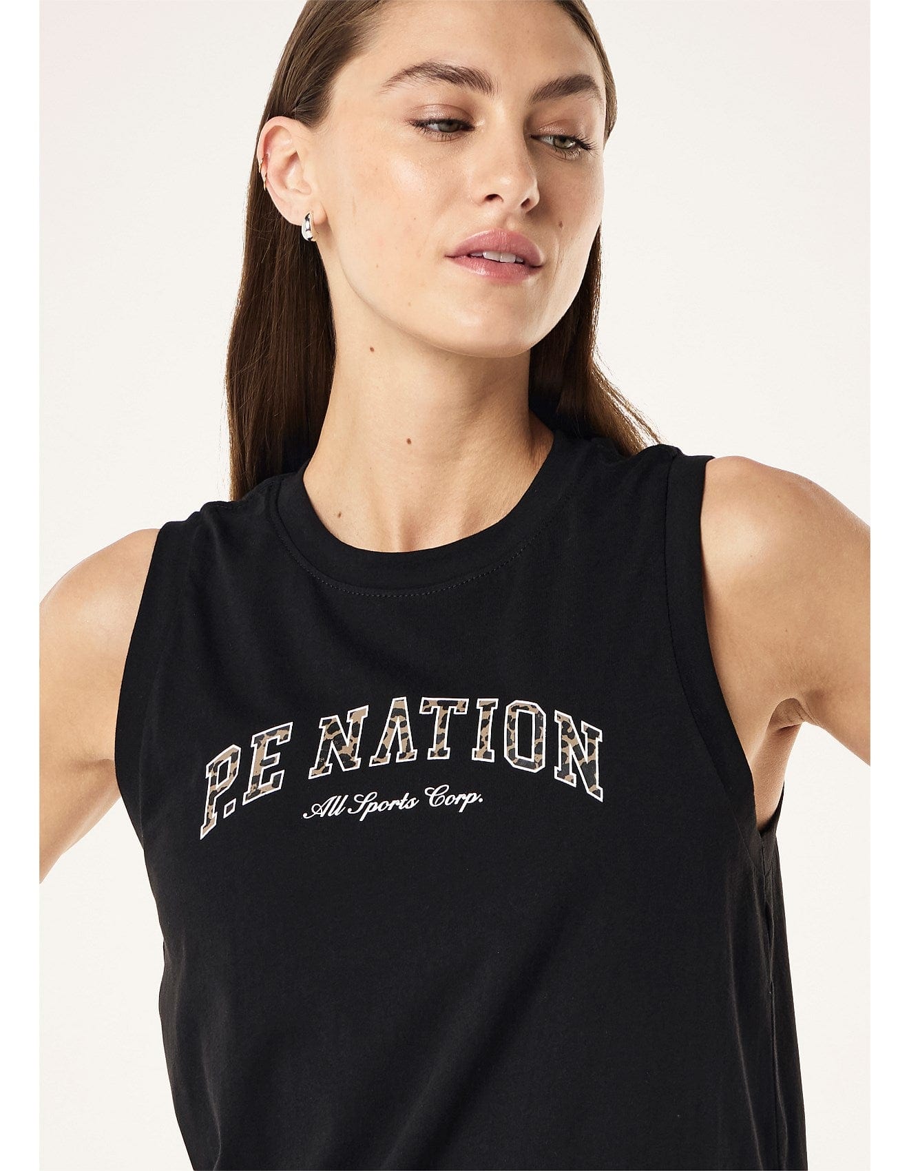 P.E Nation Tops - Activewear Area Tank - Black/Leopard