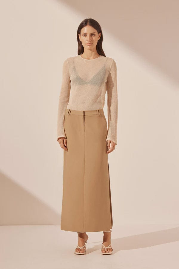 Shona Joy Skirts - Formal Shona Joy | Irena Side Split Maxi Skirt - Wheat