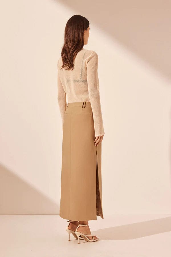 Shona Joy Skirts - Formal Shona Joy | Irena Side Split Maxi Skirt - Wheat