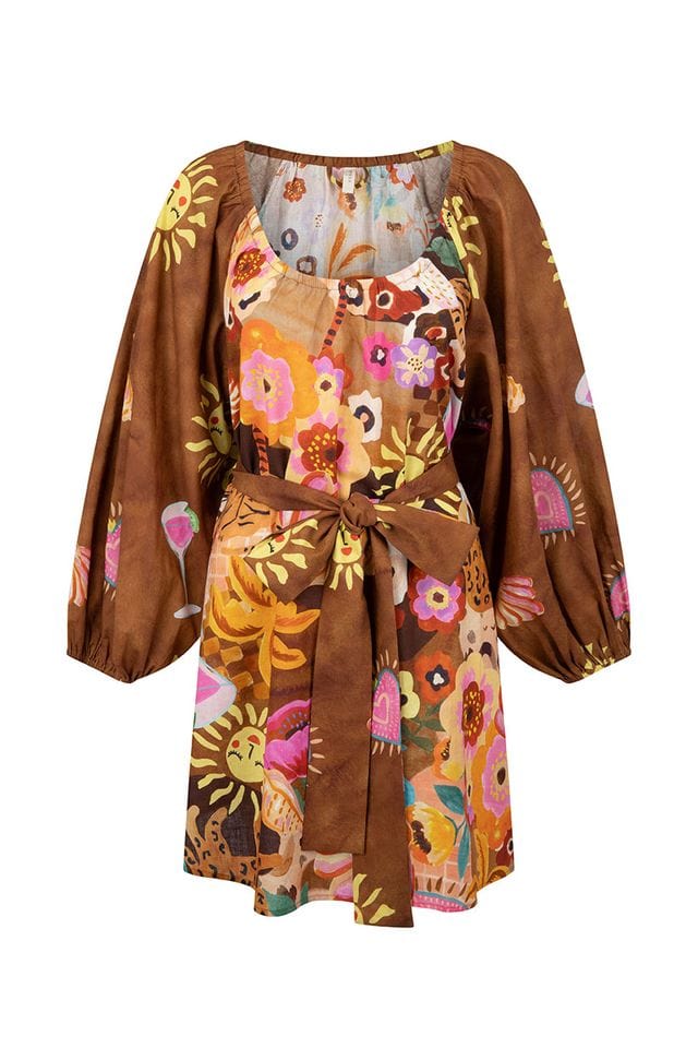 Spell Dresses - Boho Birth Of Venus Tunic Dress - Caramel