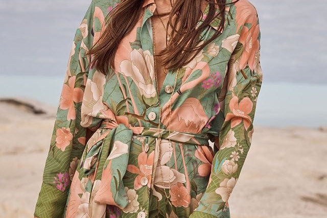 Spell Dresses - Boho Floridian Shirt Dress - Sage