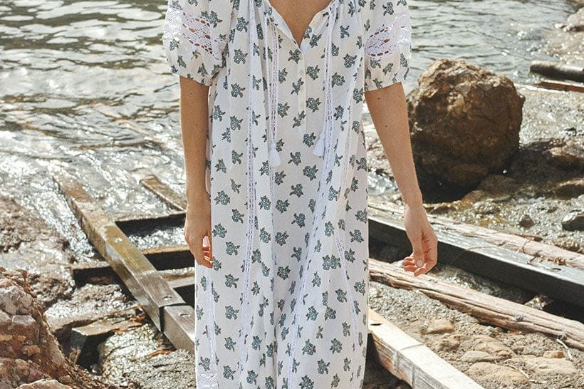 Spell Dresses - Boho Spell | Fable Block Printed Midi Dress - Wild Poppy