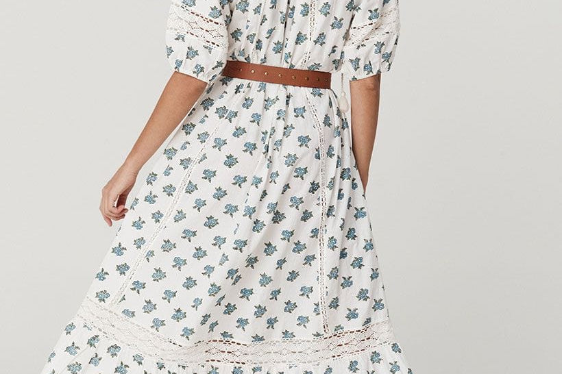 Spell Dresses - Boho Spell | Fable Block Printed Midi Dress - Wild Poppy