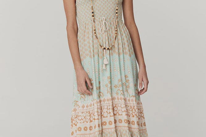 Spell Dresses - Boho Spell | Sweet Nothings Shirred Strappy Dress - Peppermint