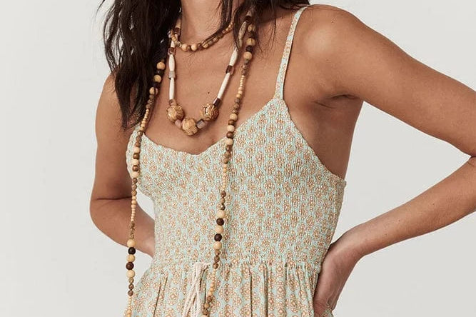 Spell Dresses - Boho Spell | Sweet Nothings Shirred Strappy Dress - Peppermint