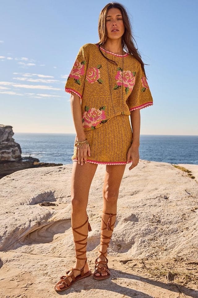 Spell Skirts - Boho Coastal Granny Skirt - Mustard