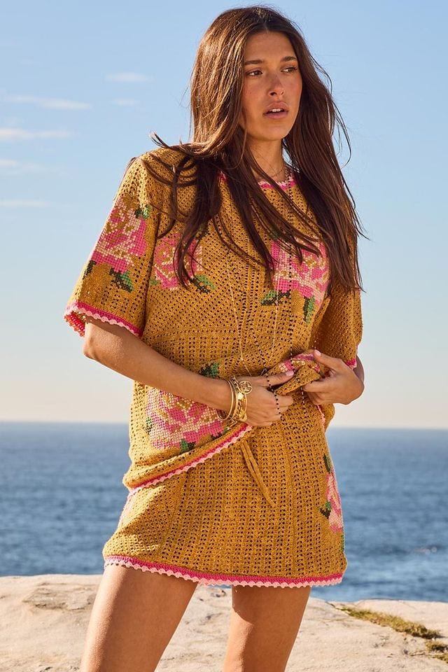 Spell Skirts - Boho Coastal Granny Skirt - Mustard