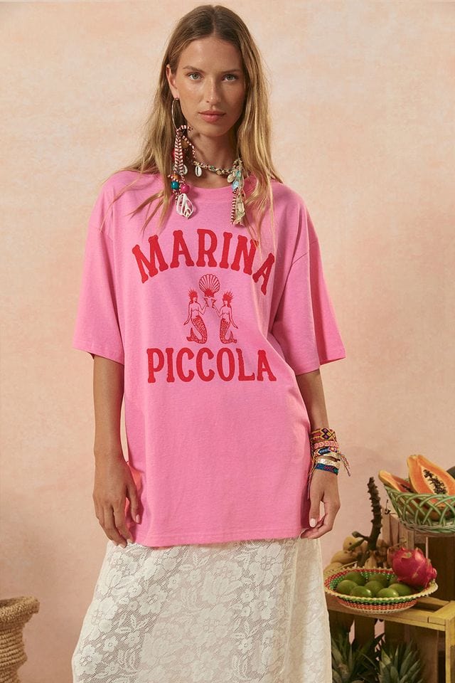 Spell Tees Marina Piccola Oversized Biker Tee - Cosmos Pink