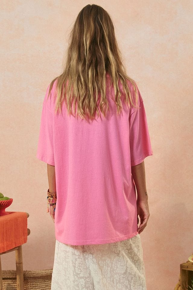 Spell Tees Marina Piccola Oversized Biker Tee - Cosmos Pink