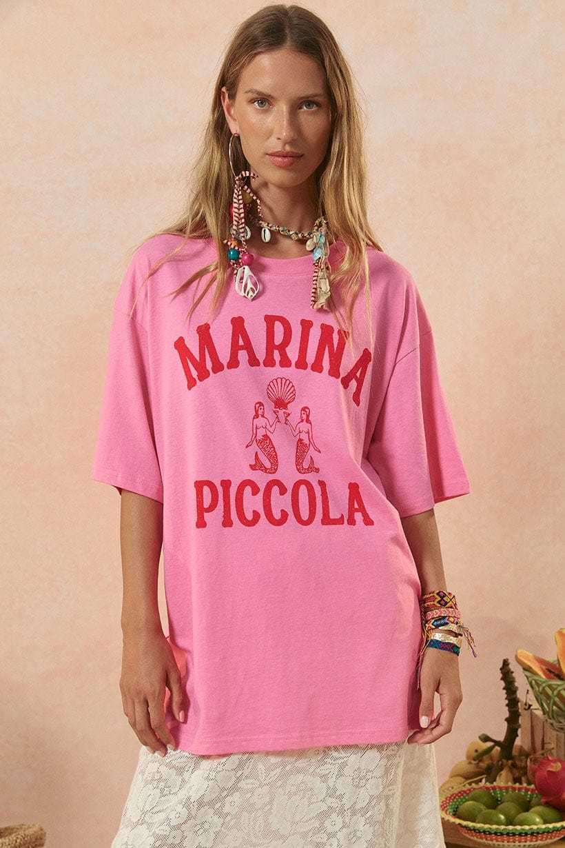 Spell Tees Marina Piccola Oversized Biker Tee - Cosmos Pink