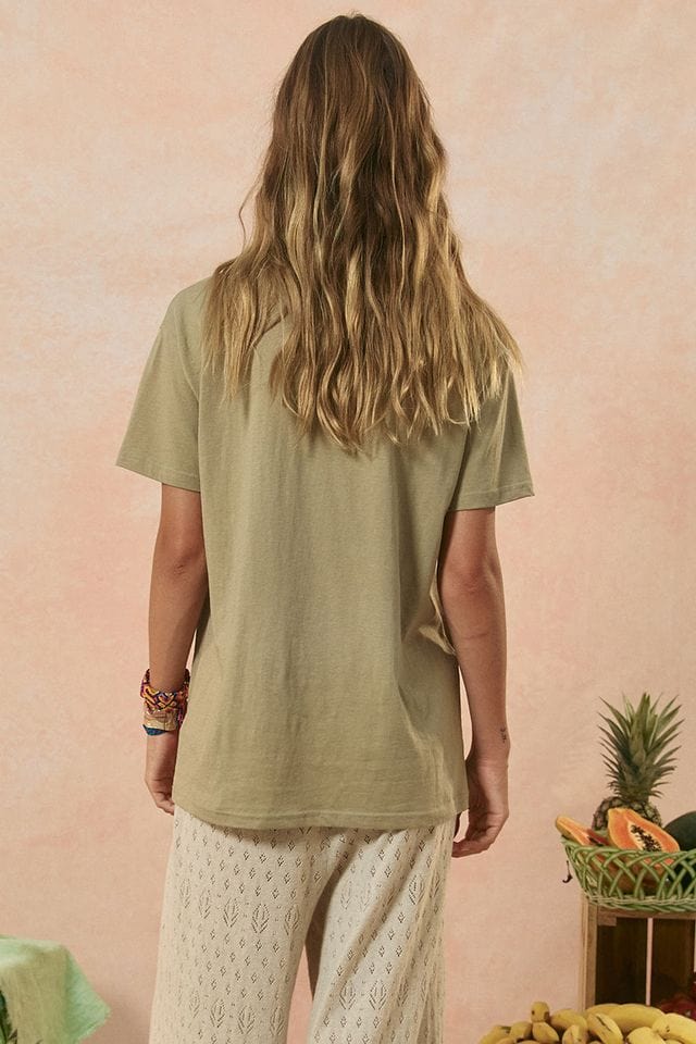 Spell Tees Mermaid Truckstop Biker Tee - Khaki