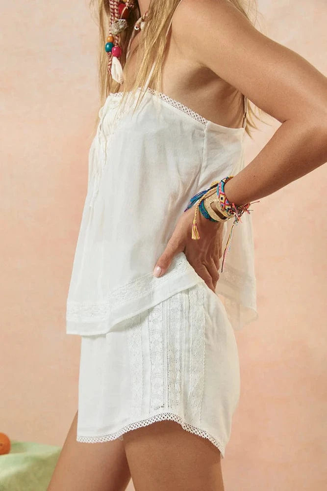 Spell Tops - Boho Hera Lace Crop - Salt