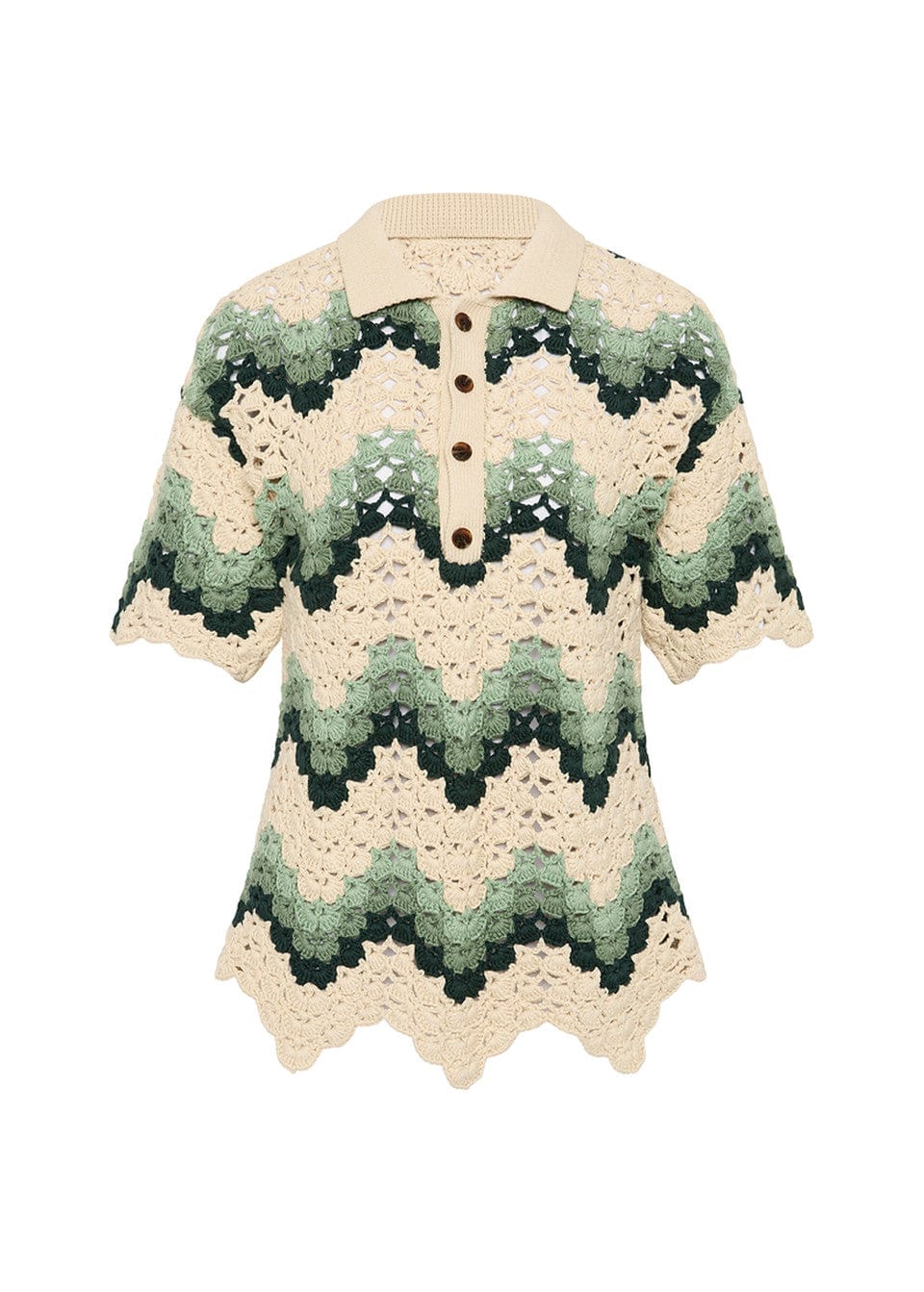The Upside Shirts - Boho Tidal Sagra Crochet Shirt - Jade Green