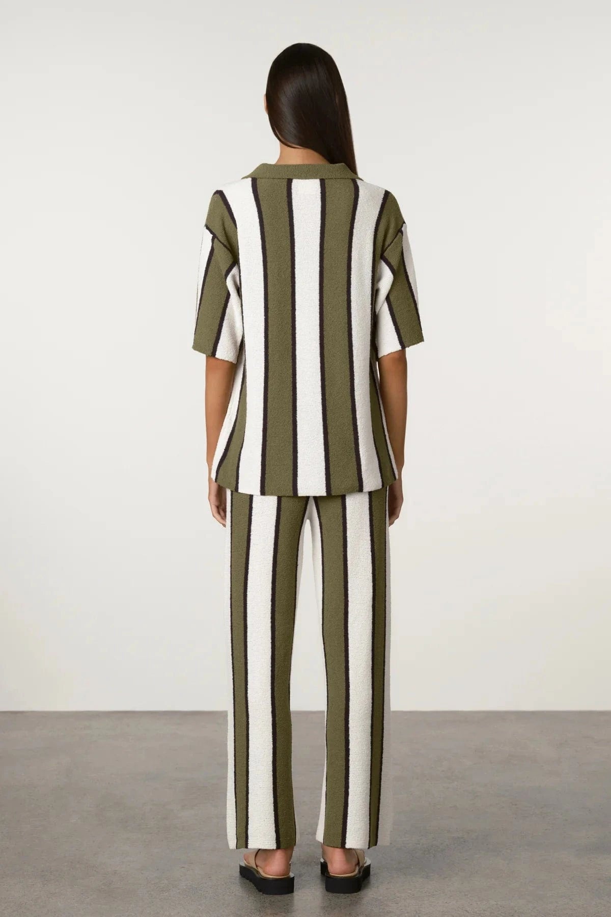 Zulu & Zephyr Shirts - Casual Textured Knit Shirt - Olive Stripe